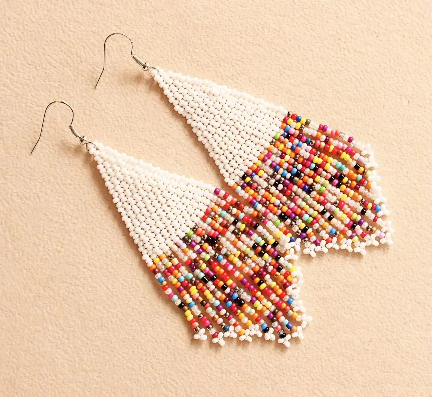 Rice Bead Earrings  Hand knitting  Retro  Color matching  Beaded  Flower Simple  Bohemia  geometry  alloy  Fringe Earrings