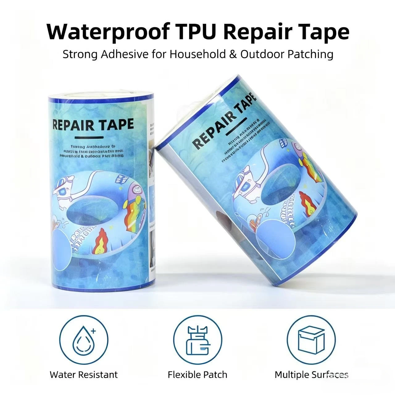 Clear TPU Waterproof Repair Tape, Self Adhesive Patch Tape for Swimming Ring, Tent, Raincoat,Pool & Outdoor Fabric Leak Repair,