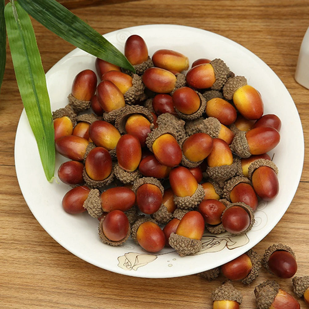 

40 Pcs Household Acorn Ornaments Home Decor Christmas Foam Mini Acorns Decorative