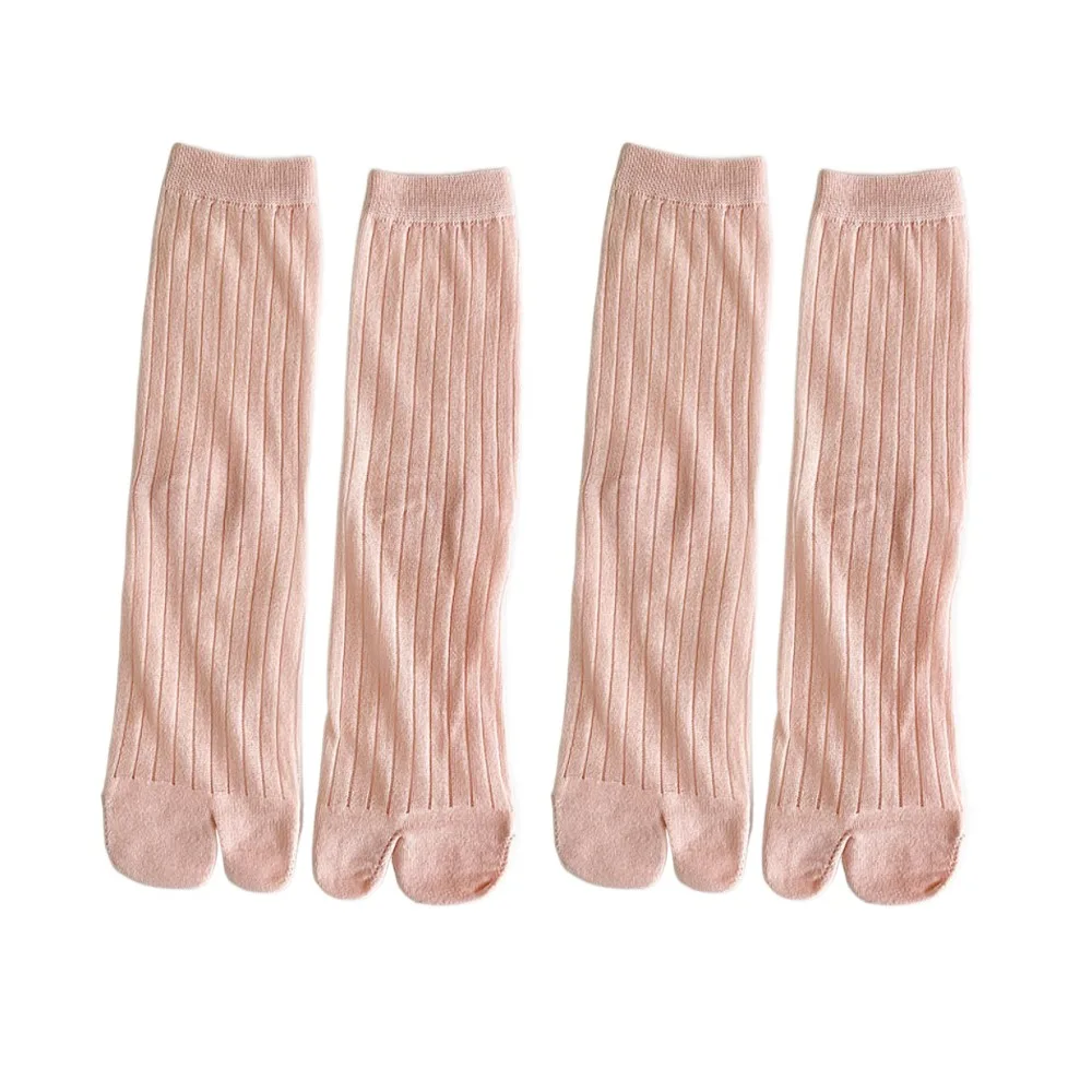 

2 пары модных хлопковых носков ярких цветов с двумя носками, противоскользящие носки до середины икры с разделенным носком, женские носки в стиле Лолита JK с разделителем пальцев для девочек