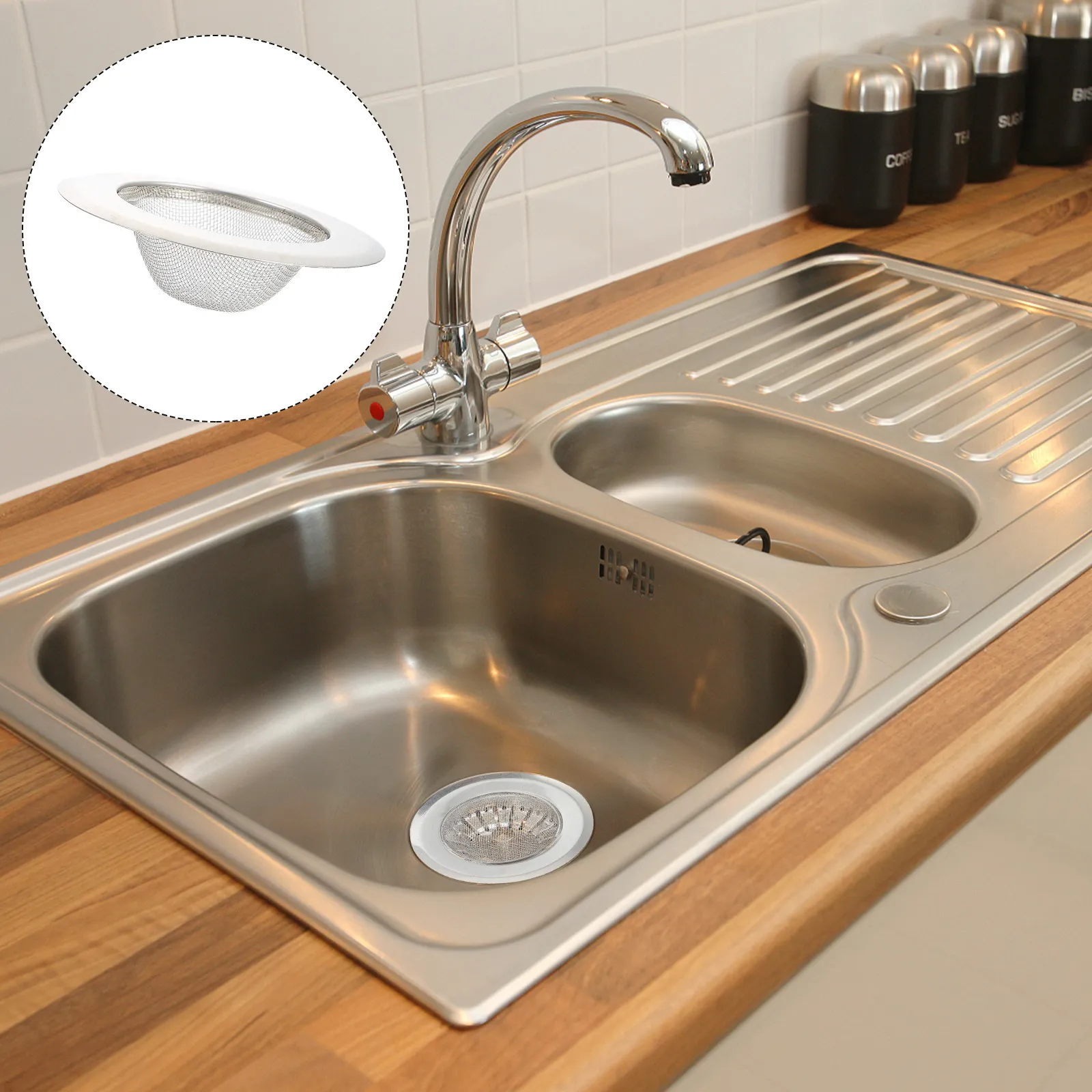 

2Pcs Stainless Steel Kitchen Sink Strainer Drain Filter Food Hair Debris Catcher for Kitchen Bathroom Bathtub Easy Clean Rust