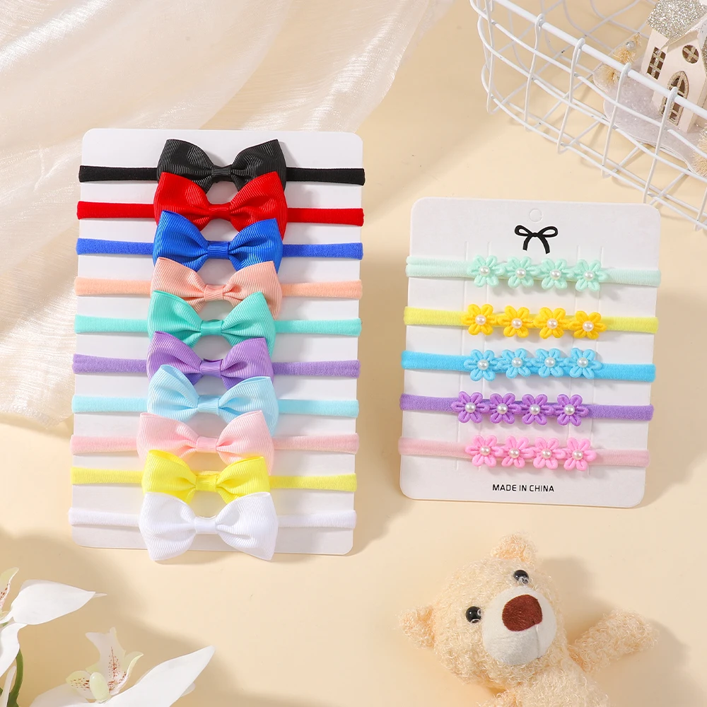 15 Teile/satz Band Bowknot Stirnband für Baby Mädchen Nette Weiche Bögen Blume Elastische Haarband Infant Toddle Headwear Haar Zubehör