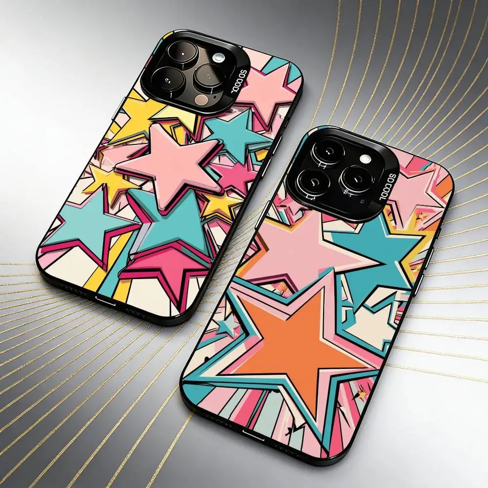 

Art Visual Impact Printed Phone Case For iPhone 16 17 15 14 12 13 Pro Max Black Color Shockproof Cover