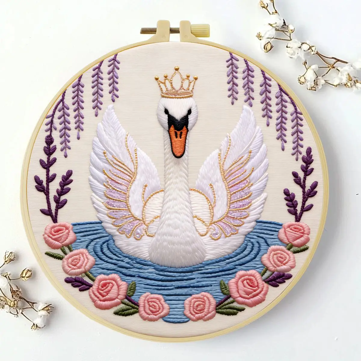 1 Stück 20X20CM/15X15CM 7,87/6,3 Zoll Tier - Schwan Stickerei Starter-Kit DIY-Kit DIY-Stickerei-Set für Anfänger – Detail 2