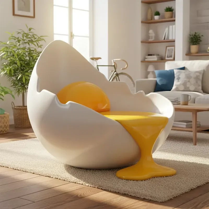 Modern Creative Fiberglass Egg Pod Lounge Chair for Living Room Indoor Outdoor Use with Cushion Living Room Furniture