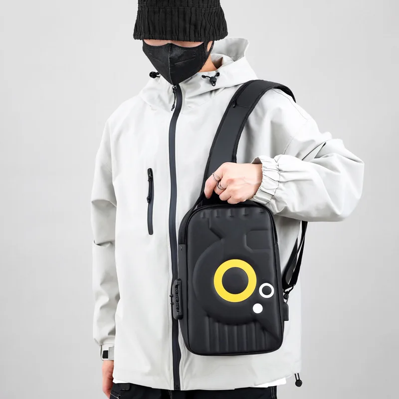 

Повседневная мужская нагрудная сумка большой емкости с паролем, супер крутая мужская сумкаUSBинтерфейс, многофункциональная мужская нагрудная сумка-мессенджер