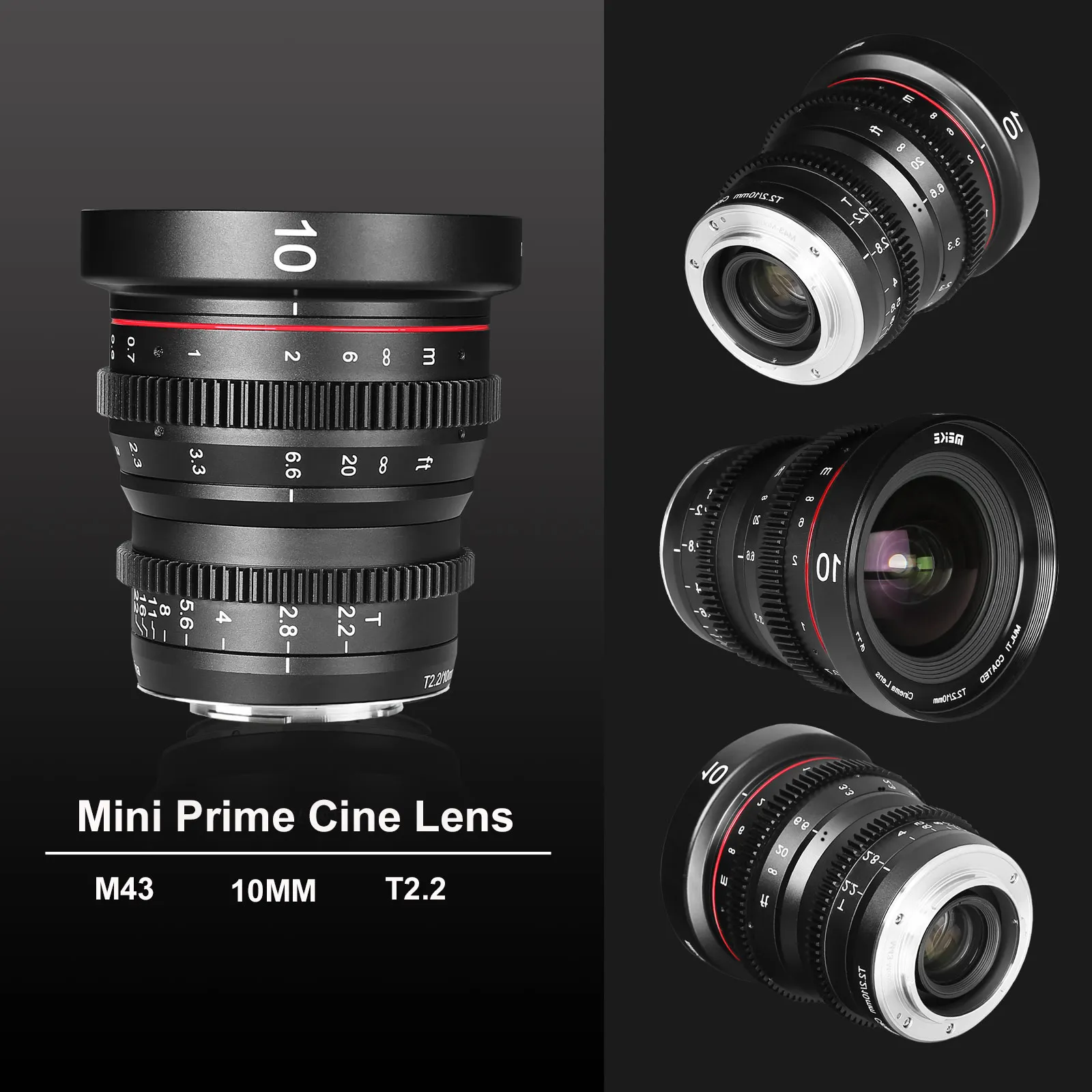 Meike 10mm T2.2 Large Aperture Manual Focus Low Distortion APS-C S35 Format Mini Prime Cine Lens