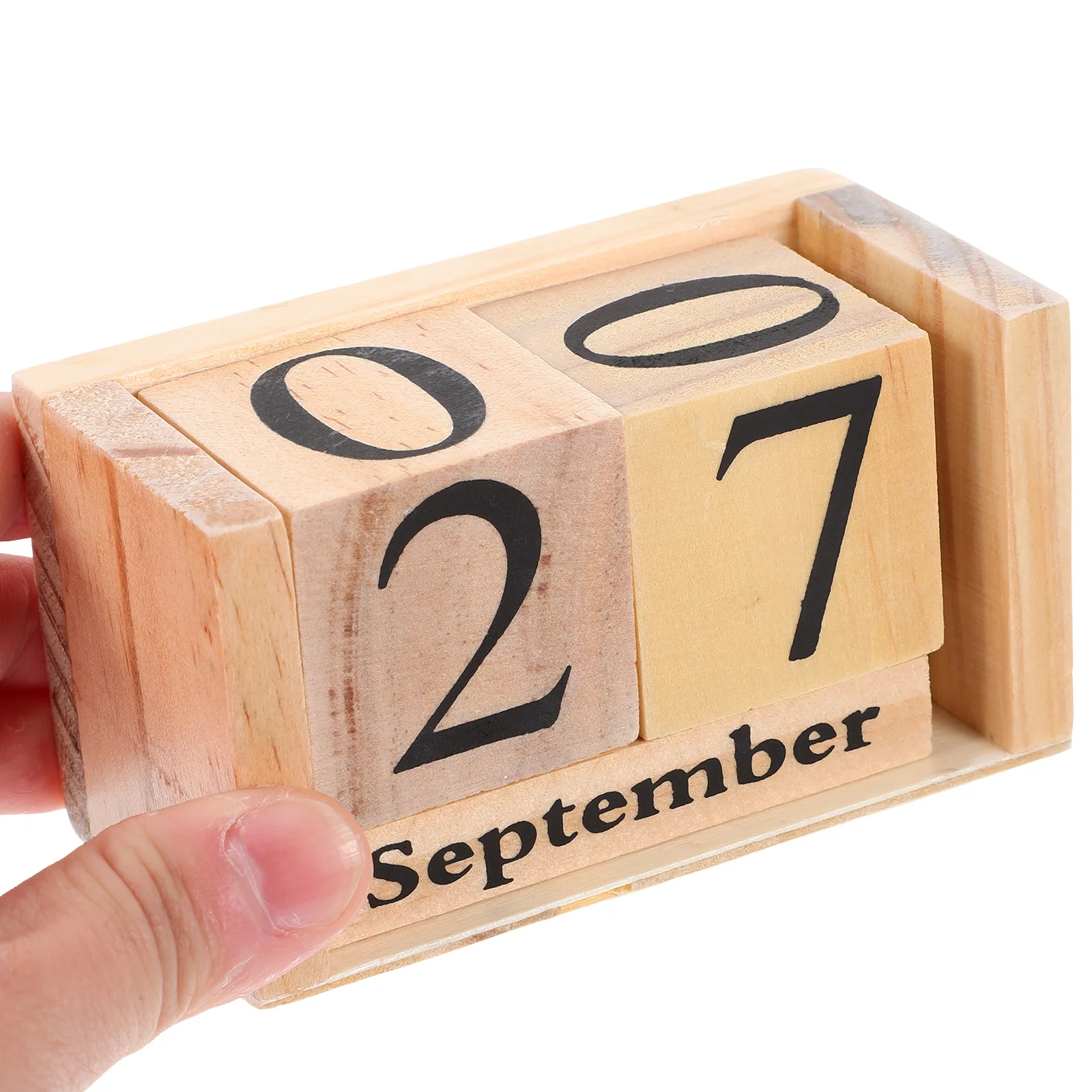 Wooden Block Calendar Office Decor Elegant Household Table Office Supply Perpetual