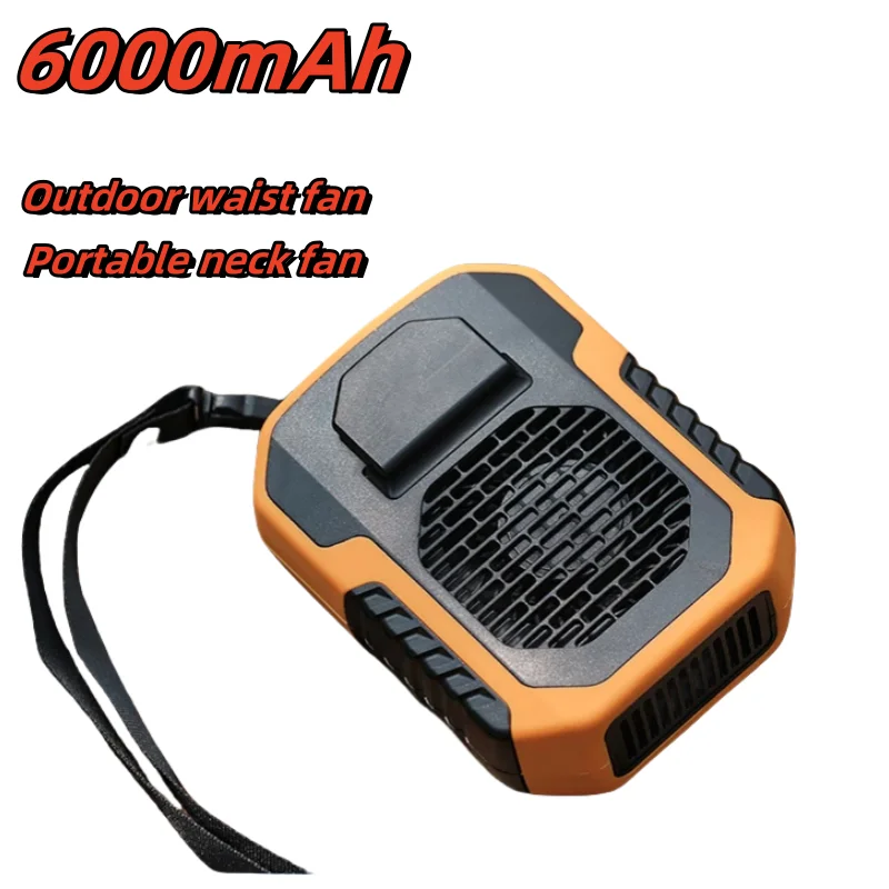 

6000mAh power bank Hanging Neck/Waist Fan USB Mini Portable Rechargeable Fan For Outdoor Camping Hiking Climbing Running Sports