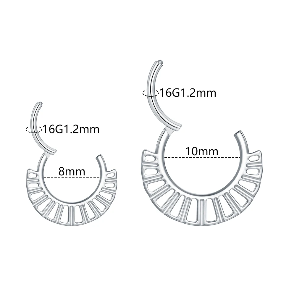1Pc Titanium CZ Hinged Clicker Segment Hoop Ring CZ Daith Earring Cartilage Conch Tragus Septum Nose Piercing Jewelry 16G