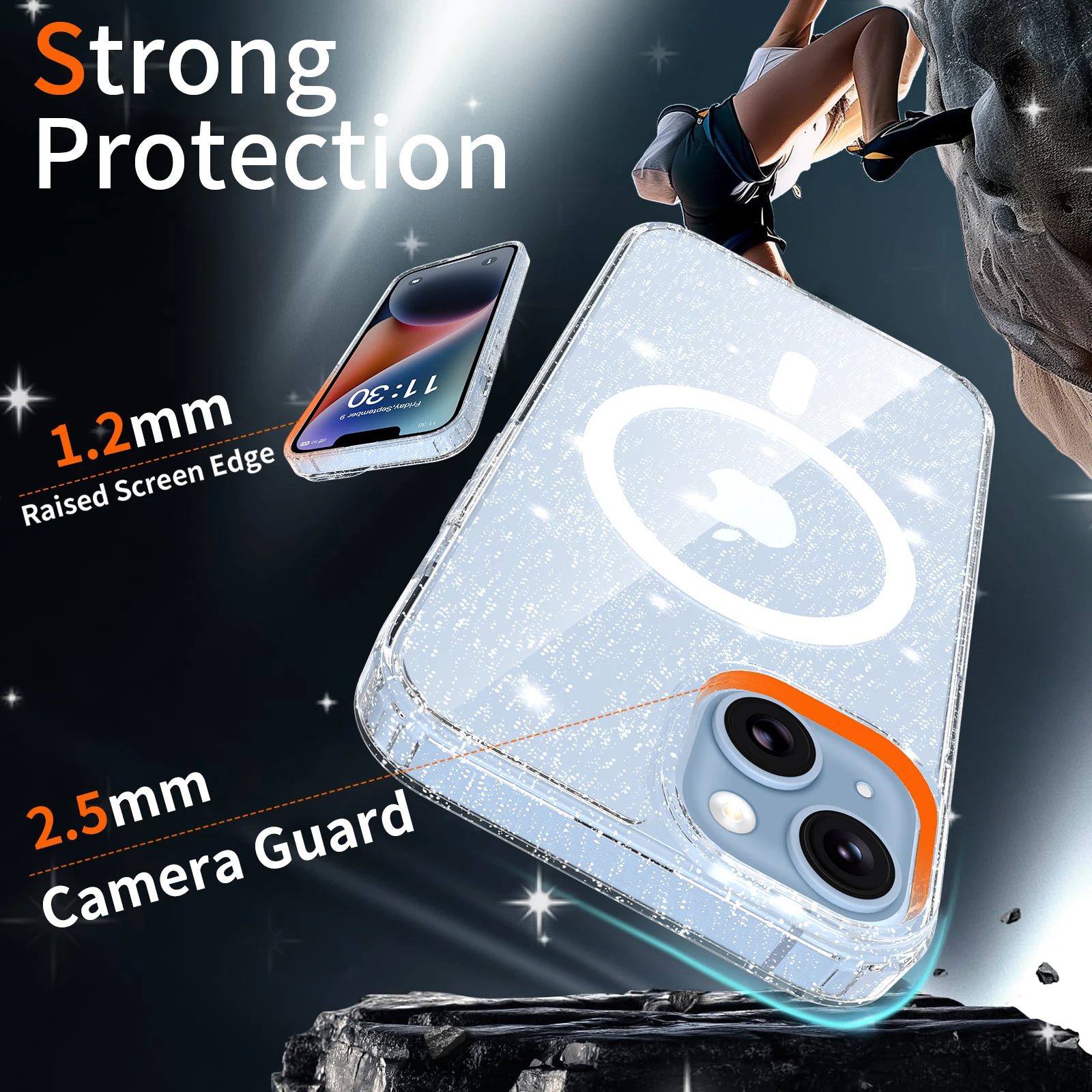 Clear Glitter Bling Sparkly Ca - Phone Accessories Magnetic ulasan dan harga