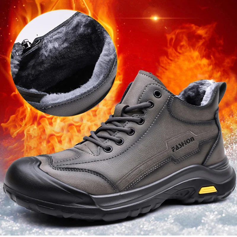 

2026 Men's New Style High Quality Cold-Resistant Plush Warm Outdoor Fashion Comfortable Casual Soft Sole Non-Slip Ankle Boot