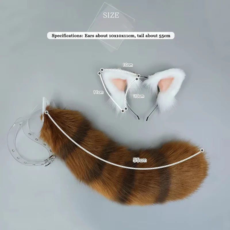 Cosplay Pet Raccoon Cosplay Props Women Mens Ears Tail sets Festival Carnival Faux Fur Hair Wear Cute Cartoon Anime Accessories