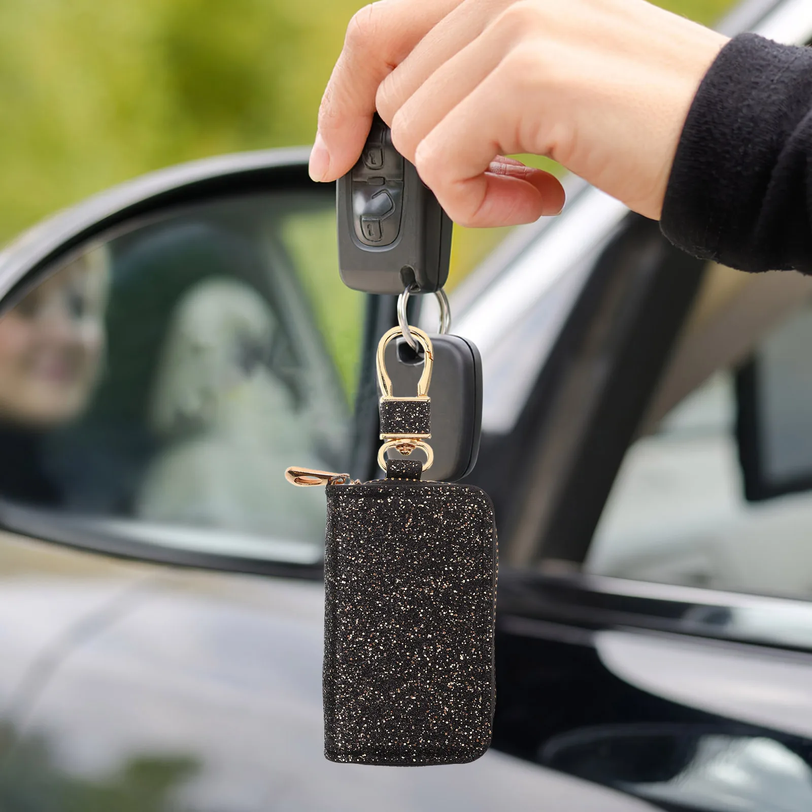 

2pcs Car Key Fob Case Pu Universal Key Holder Organizer Compact Pouch For Storage Portable Travel Use