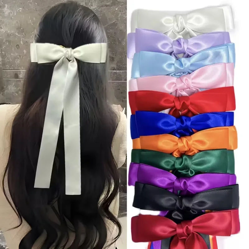 

1pc Elegant Bow Hair Clip - Long Ribbon Hairpin with Secure Hold, for Halloween, Christmas, Everyday & Party Hairstyles