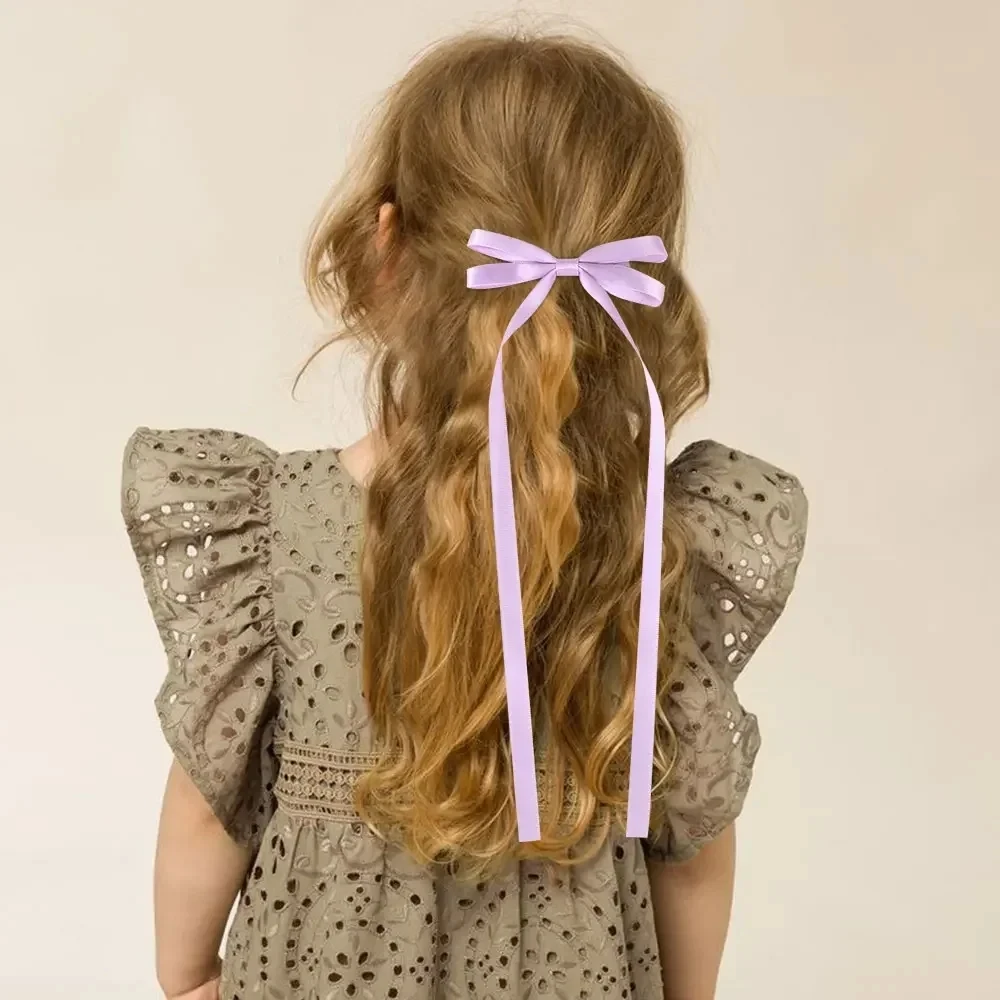 2 Stück Stoff-Haarschleifen-Haarspangen für Damen und Mädchen, Band-Haarklammern, Kopfschmuck, einfarbige Schleifen-Top-Clips, weibliche Haar-Accessoires – Detail 5