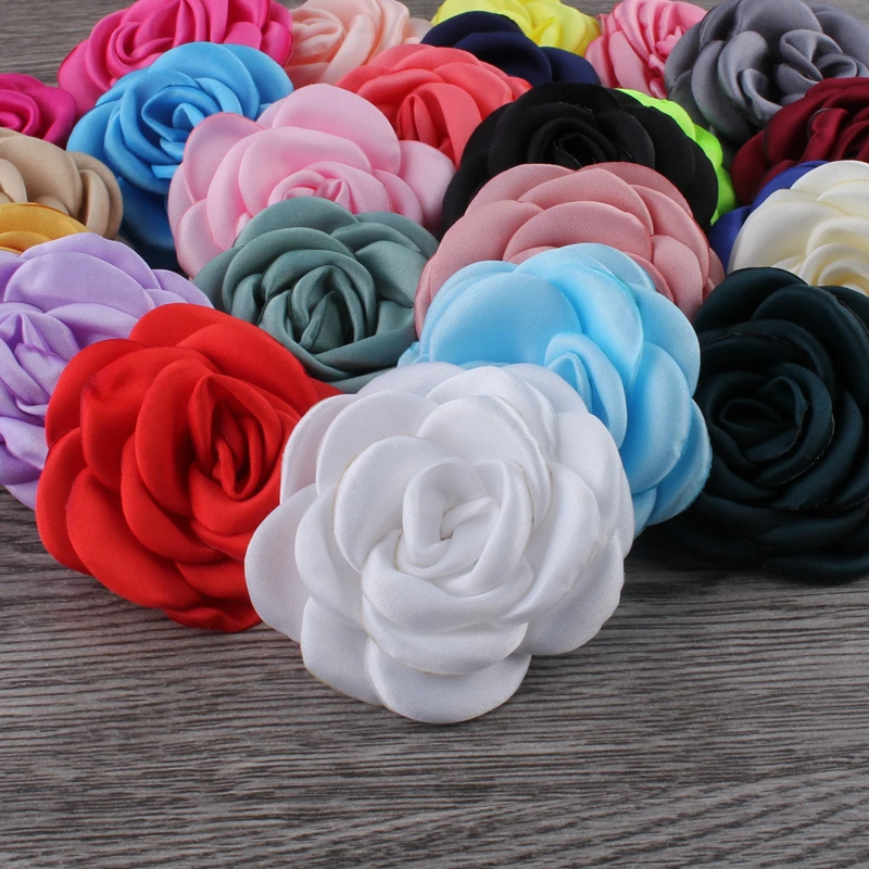 10PCS 6CM Fashion Burning Satin Flowers For Hair Accessories Roast Floral Fabric Flowers For Wedding Bouquet Headbands