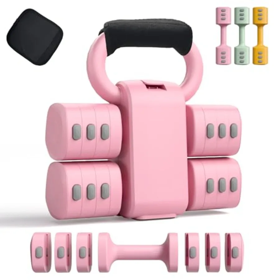 

Набор регулируемых гантелей 2-в-1 для женщин - 4 уровня, от 1 кг до 5,5 кг - Домашние гантели для фитнеса для женщин - Фитнес-гантели