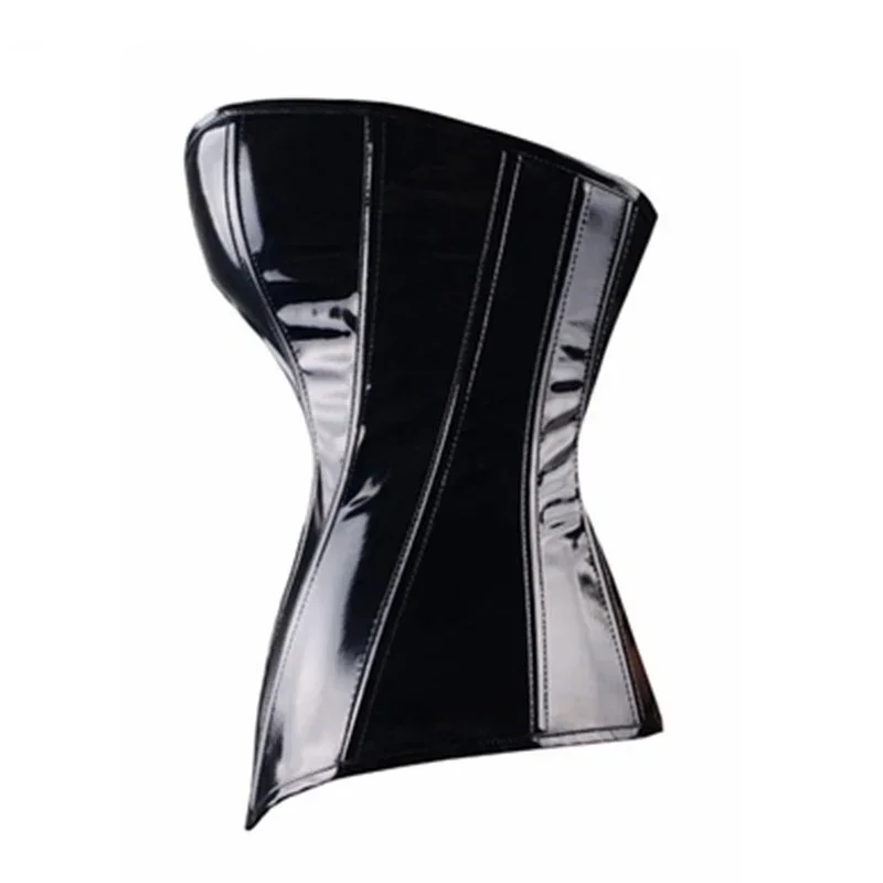 Women PVC Overbust Corset Steampunk Bustier Top Waist Trainer Body Shaper Banquet Party Sexy Leather Slimming Clothes