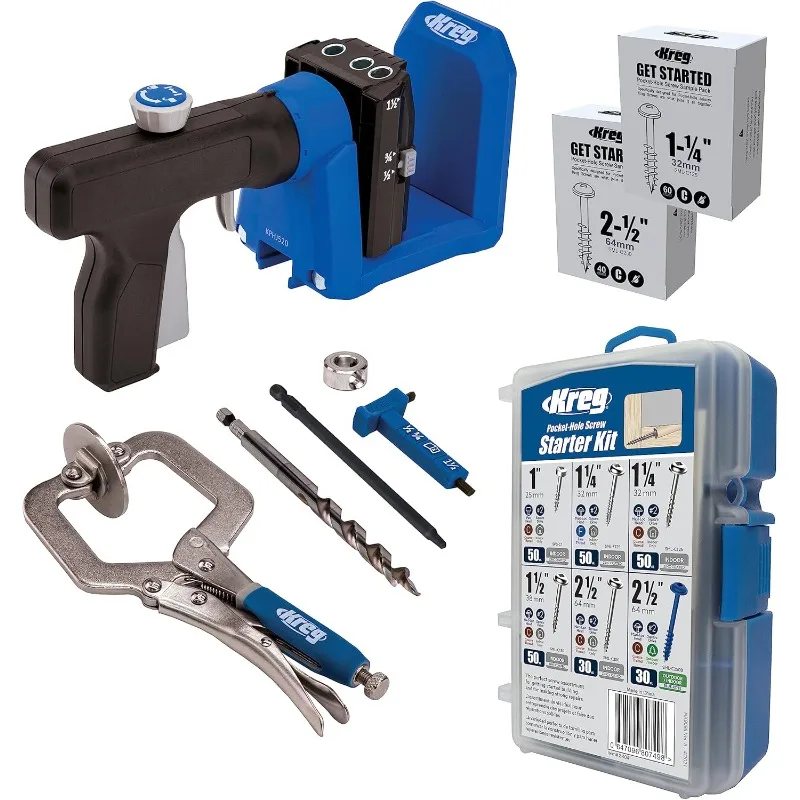 

Pocket-Hole Jig 520PRO - Easy Clamping & Adjusting - 360° Rotating Handle - 260 Screws - For Materials 1/2" to 1 1/2" Thick