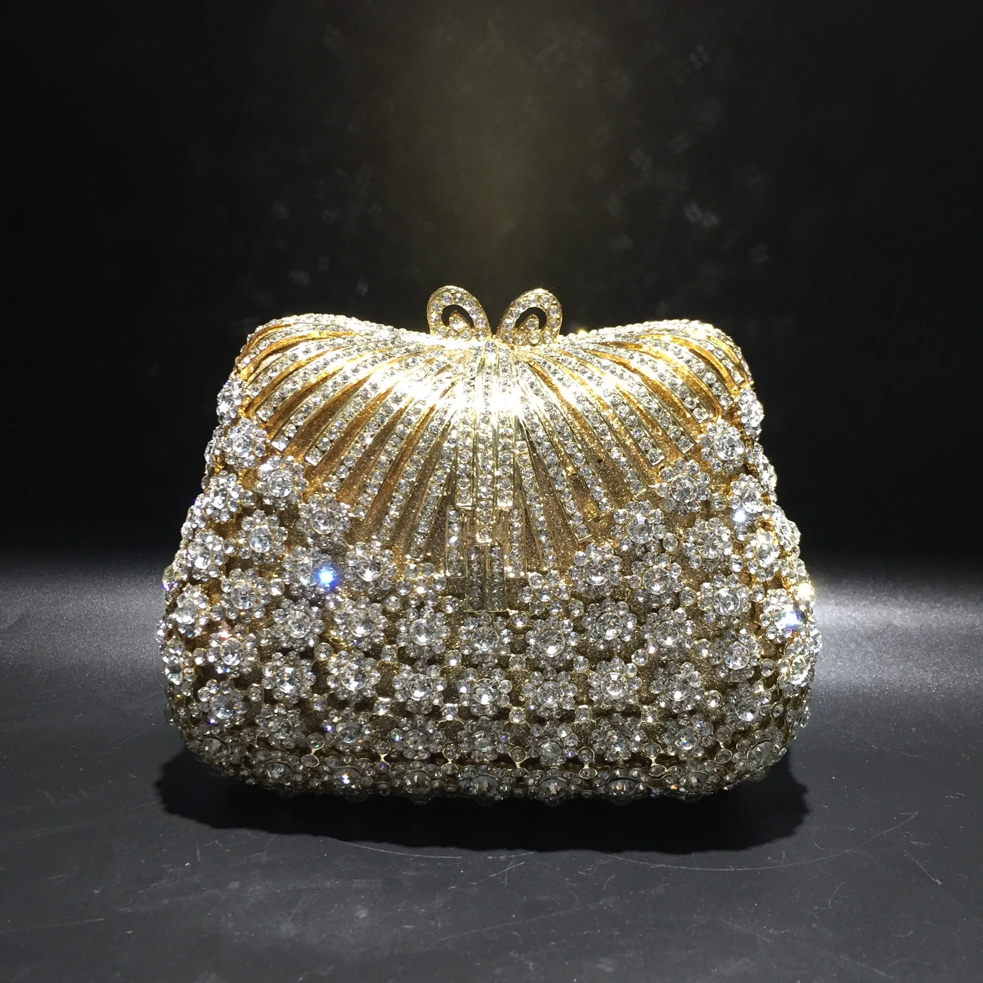 

Rhinestone clutch bag, empty metal crystal evening bag, handmade diamond bag