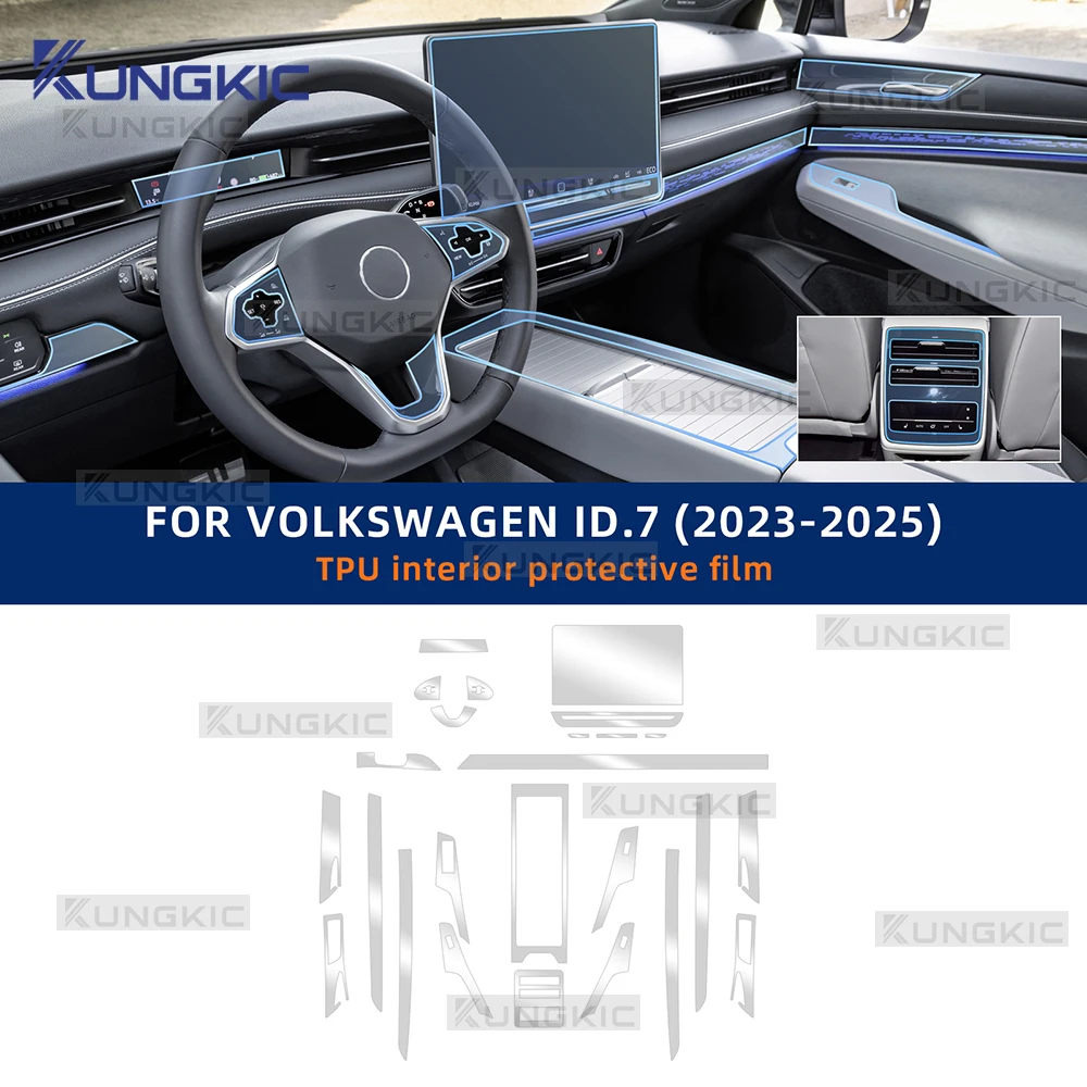 TPU Film For VW Volkswagen ID.7 2023 2024 2025 Center Console Panel Navigation Screen TPU Interior Protective Film Anti-Scratch