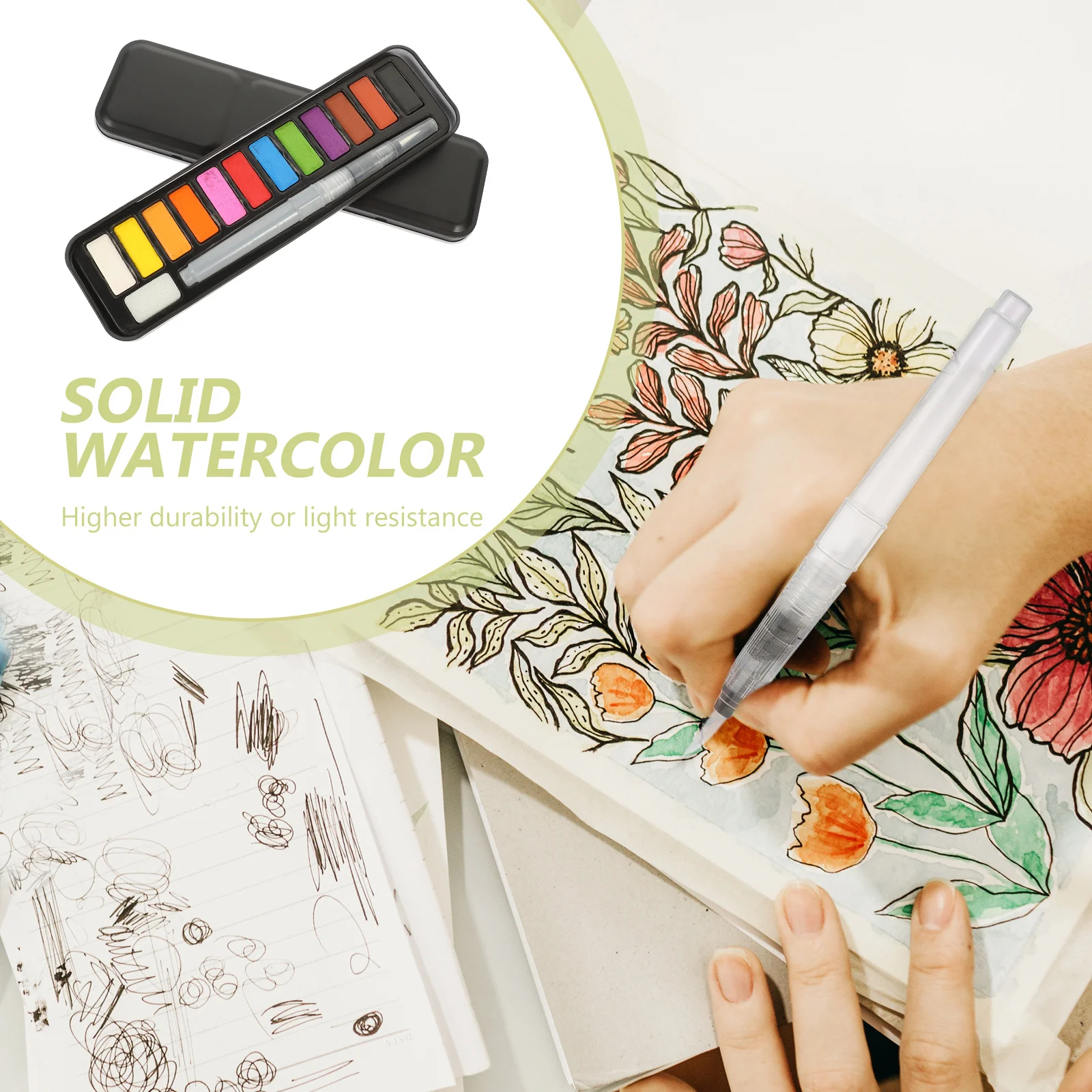 

Solid Pigments Diy Painting Kit Watercolor Supplies For Adults Beginner Art Tools Portable Watercolor Set Coloring