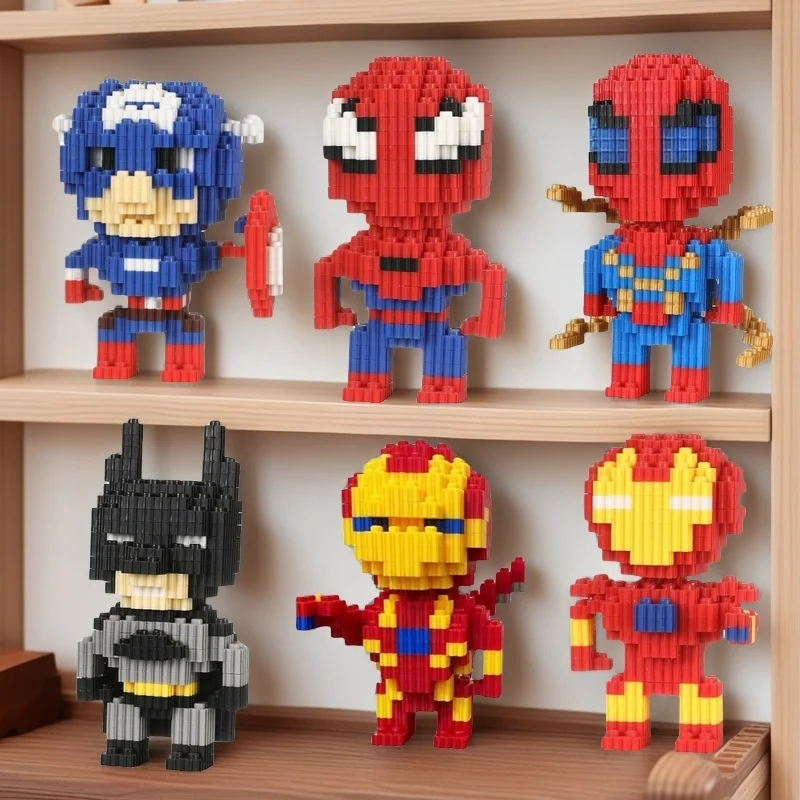 Disney Sanrio Bouwsteen Speelgoed Stripfiguren, Mario Katie Kat Kleine Deeltjesassemblage Educatief Speelgoed Spider-Man