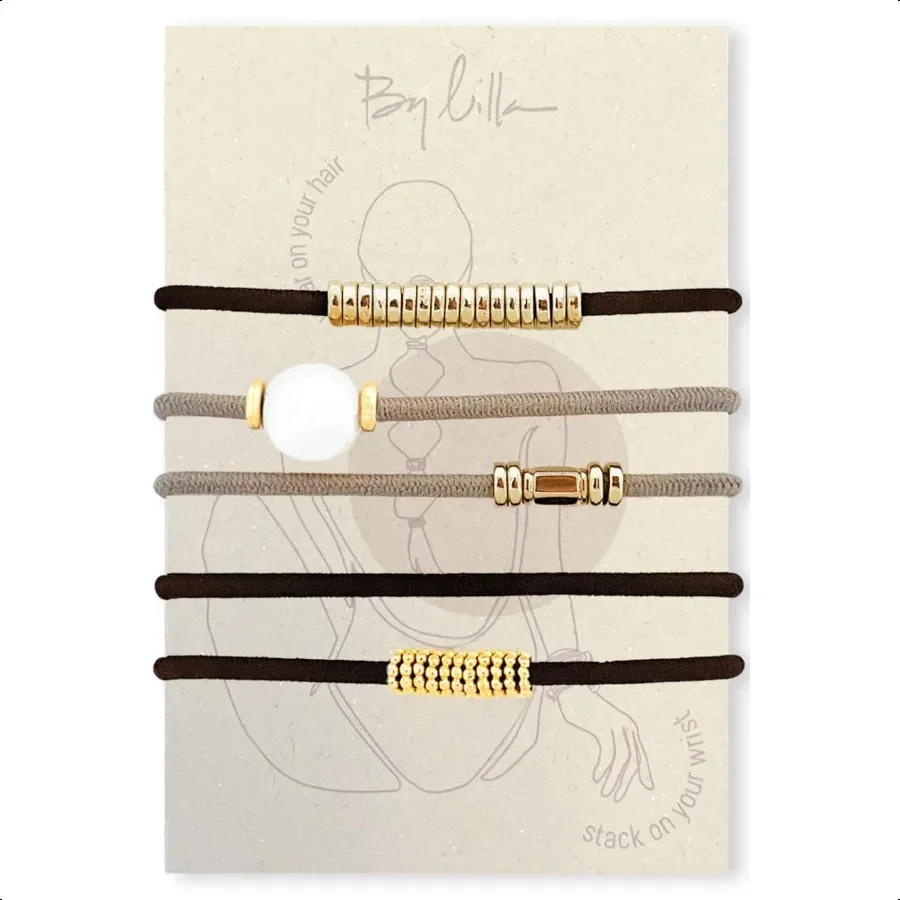 

Hair Ties for Women No Damage The Original Bracelet Hair Tie Hand Made Jewelry with Luxury Elastic and Tarnish Free Gold and Si