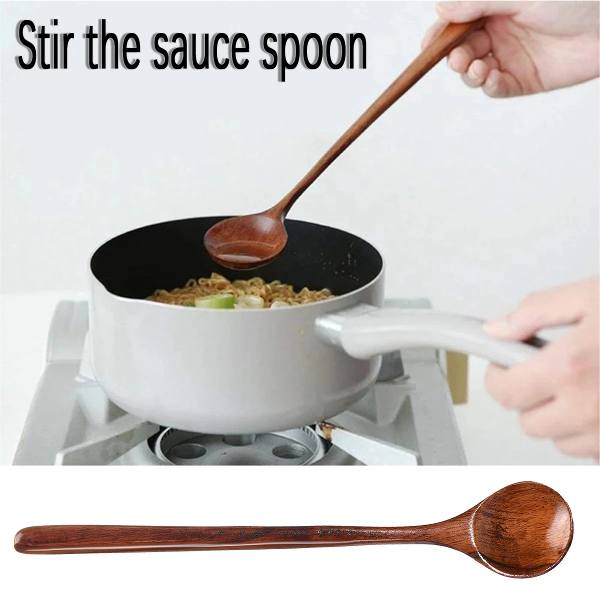 Extra Long-Handled Enzyme Mixing Spoon Wooden Miso Soup Mixing Spoon Seasoning Spoon Wooden Spoon Kitchen Cooking Supplies