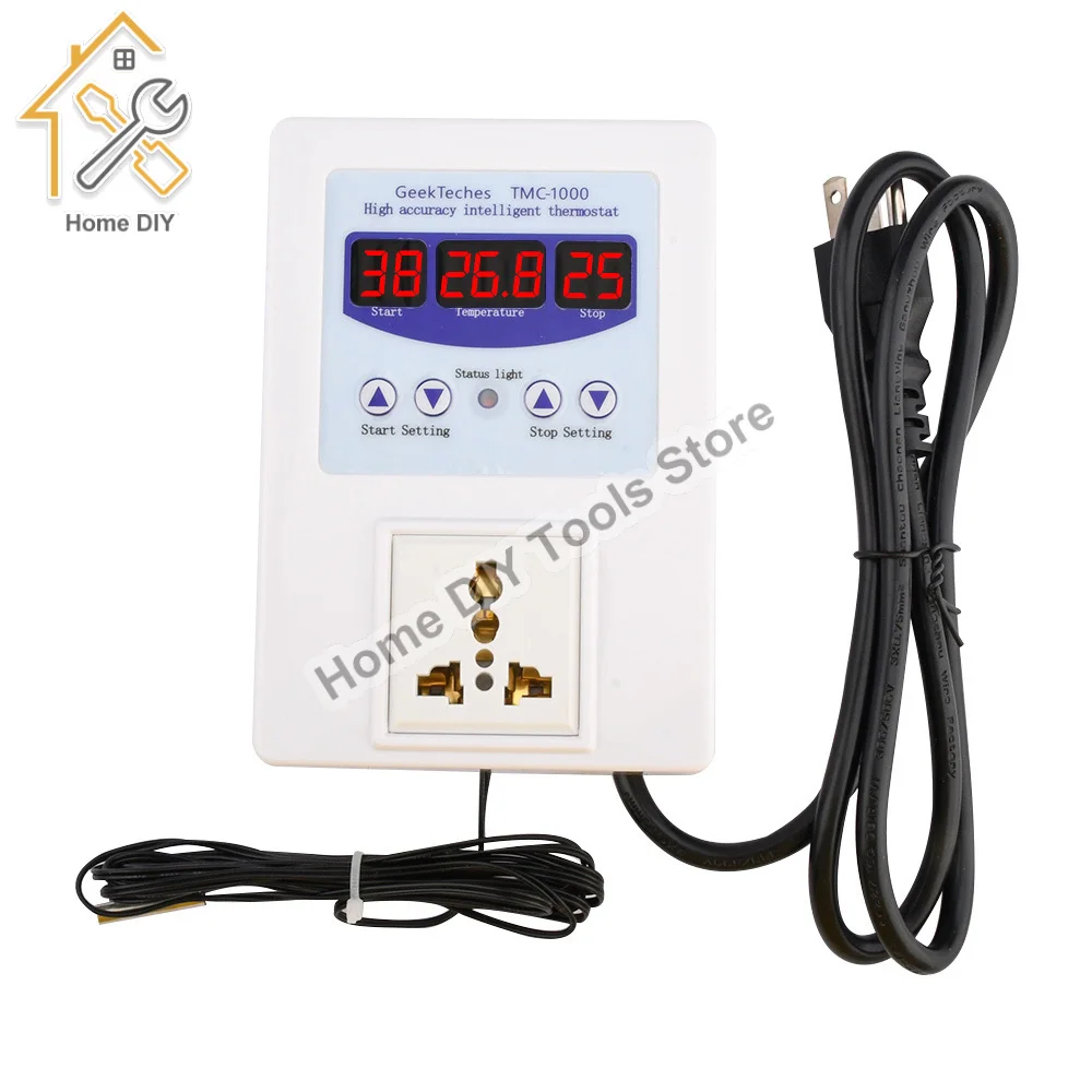 TMC-1000 Digital Temperature Controller Intelligent High Accuracy Heating Cooling NTC Sensor Temp Control Thermostat AC 110-240V