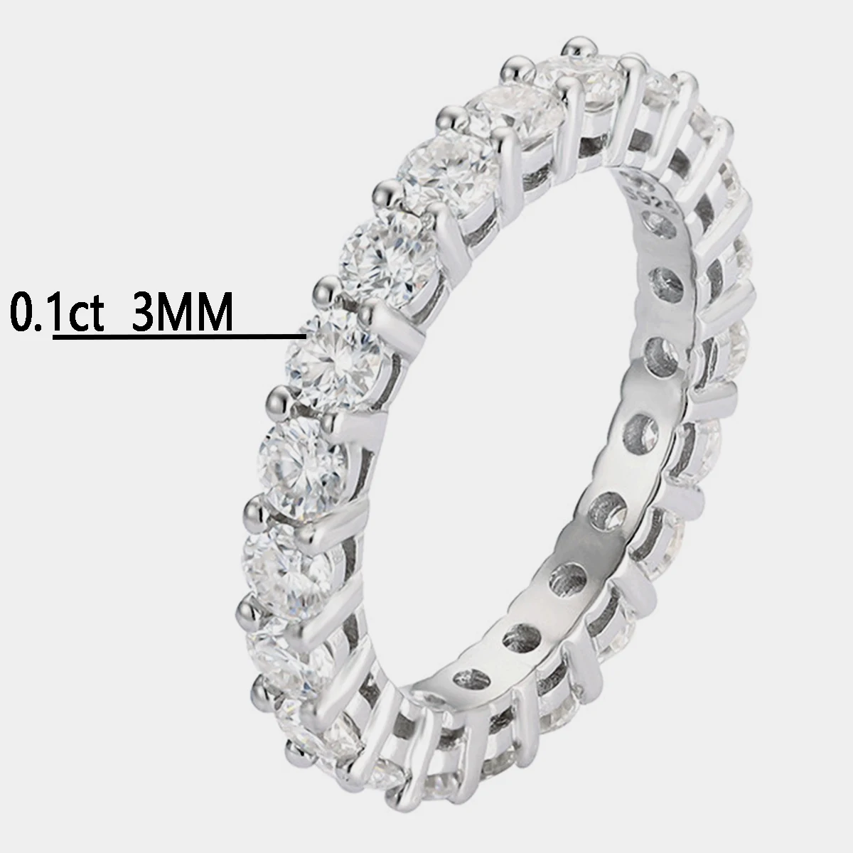 Genuine S925 Sterling Silver 0.1ct Per Stone ‌Sparkling‌ Full Circle Halo Moissanite Rings Wedding Anniversary Gift for Women