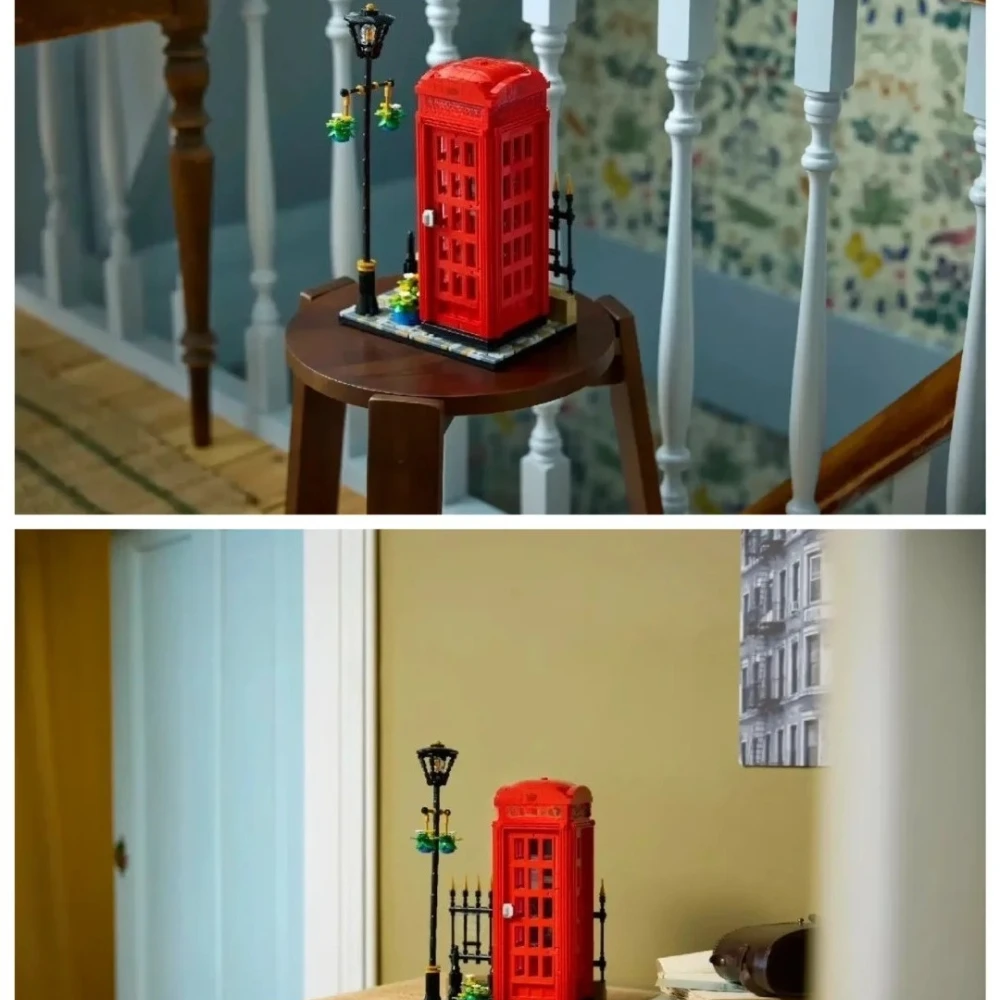 كشك الهاتف الأحمر 21347 مجموعات مكعبات البناء المتوافقة مع جزيئات Lego مناسبة لهدايا عيد الميلاد 1460 قطعة #2