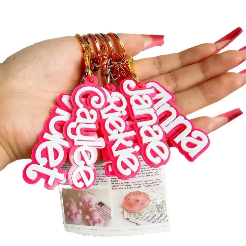Personalized Customization Name Acrylic Key Customization Color Nameplate Stainless Steel Keychain Fashionable Jewelry Gift