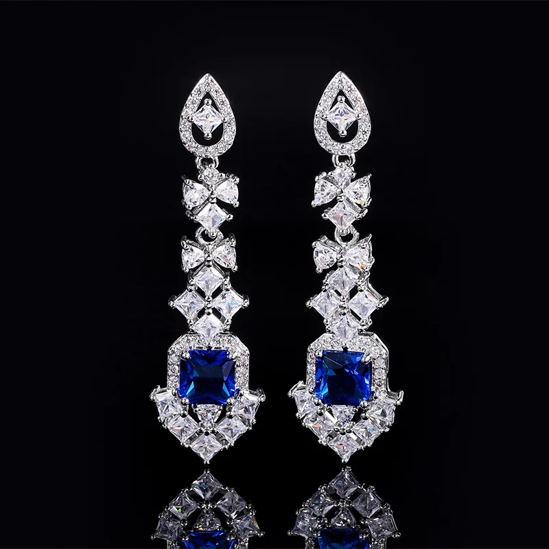 New Earrings Jewelry Accessories Colorful Gemstone Earrings High-end Luxury Studs Sapphire Drop Earrings Wholesale