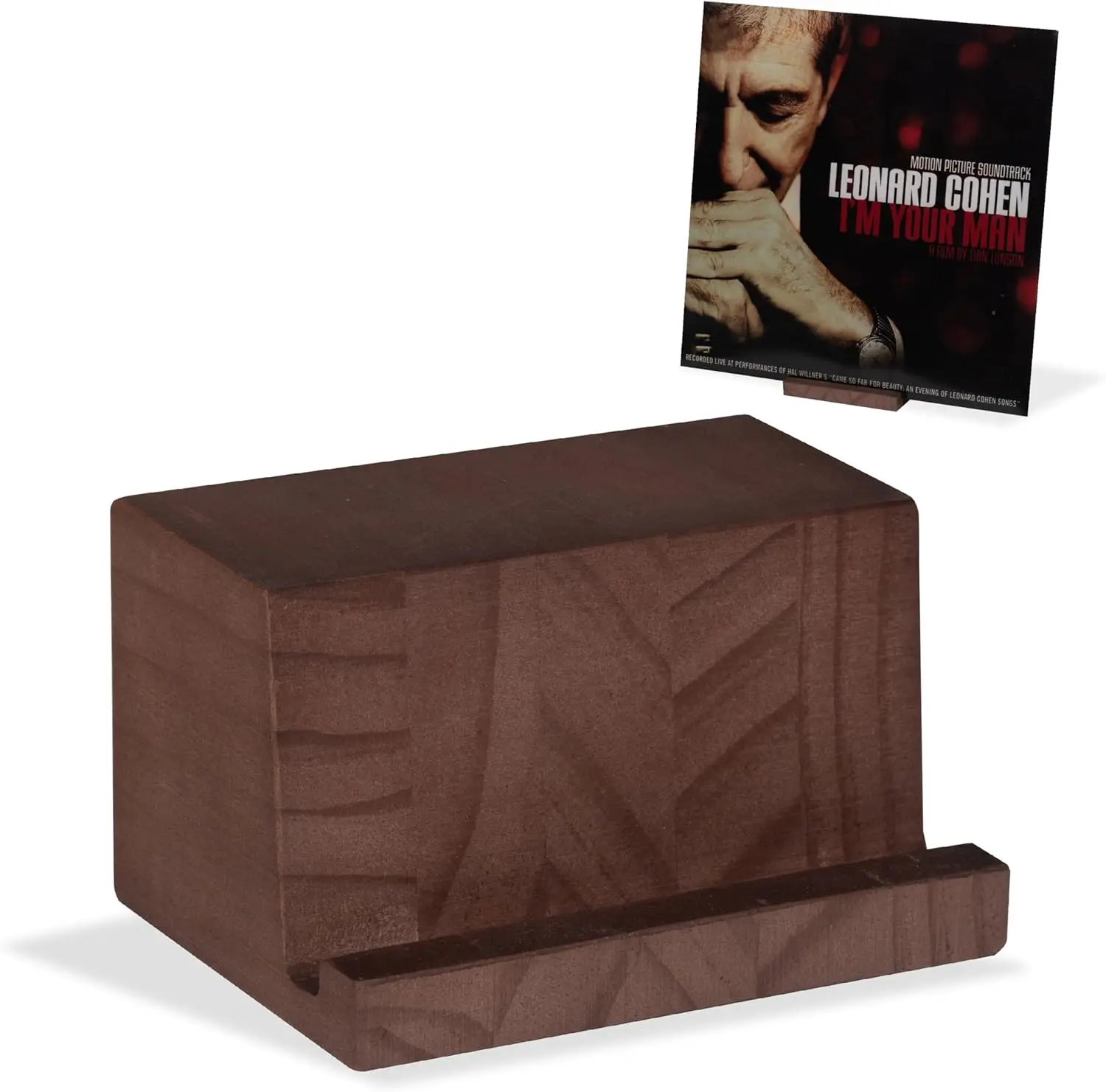 

Elegant Vinyl Record Stand - Showcase Your Now Playing Album Cover - Minimalistic Holder for All CDs & LPs - Vintage Brown
