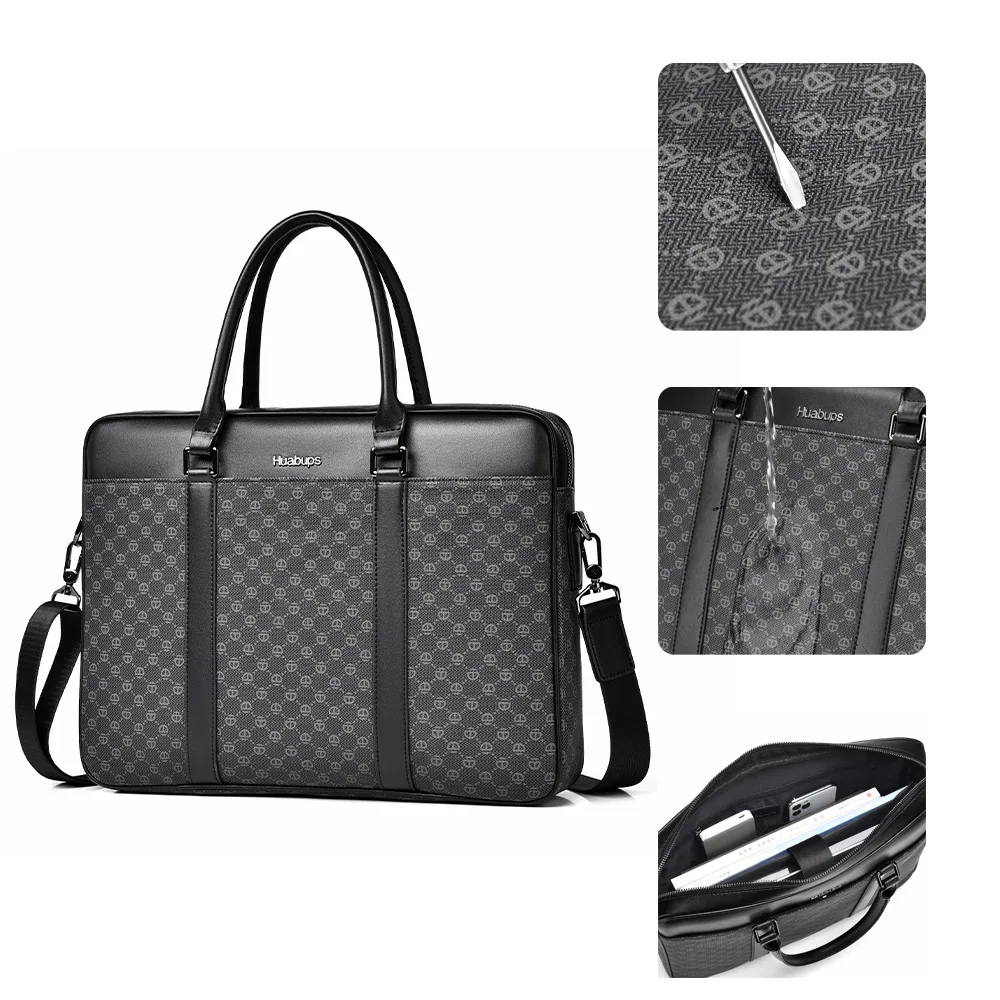 Business Handbag Horizontal Style Commuter Luxury Man Bag Large Capacity Shoulder Laptop Fashion Men's Leather Briefcase