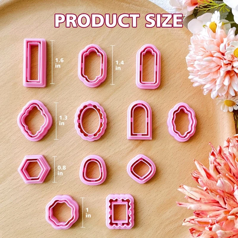 12pcs/set Window Polymer Clay Cutter Regular Geometric Pattern Clay Mold DIY Ceramic Soft Pottery Earring Pendant Jewelry Tools