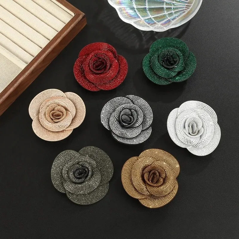 

New 7.5CM Sparkling Rhinestone Rose Brooch Women's Jewelry Accessory Pins Party Banquet Gift Corsage