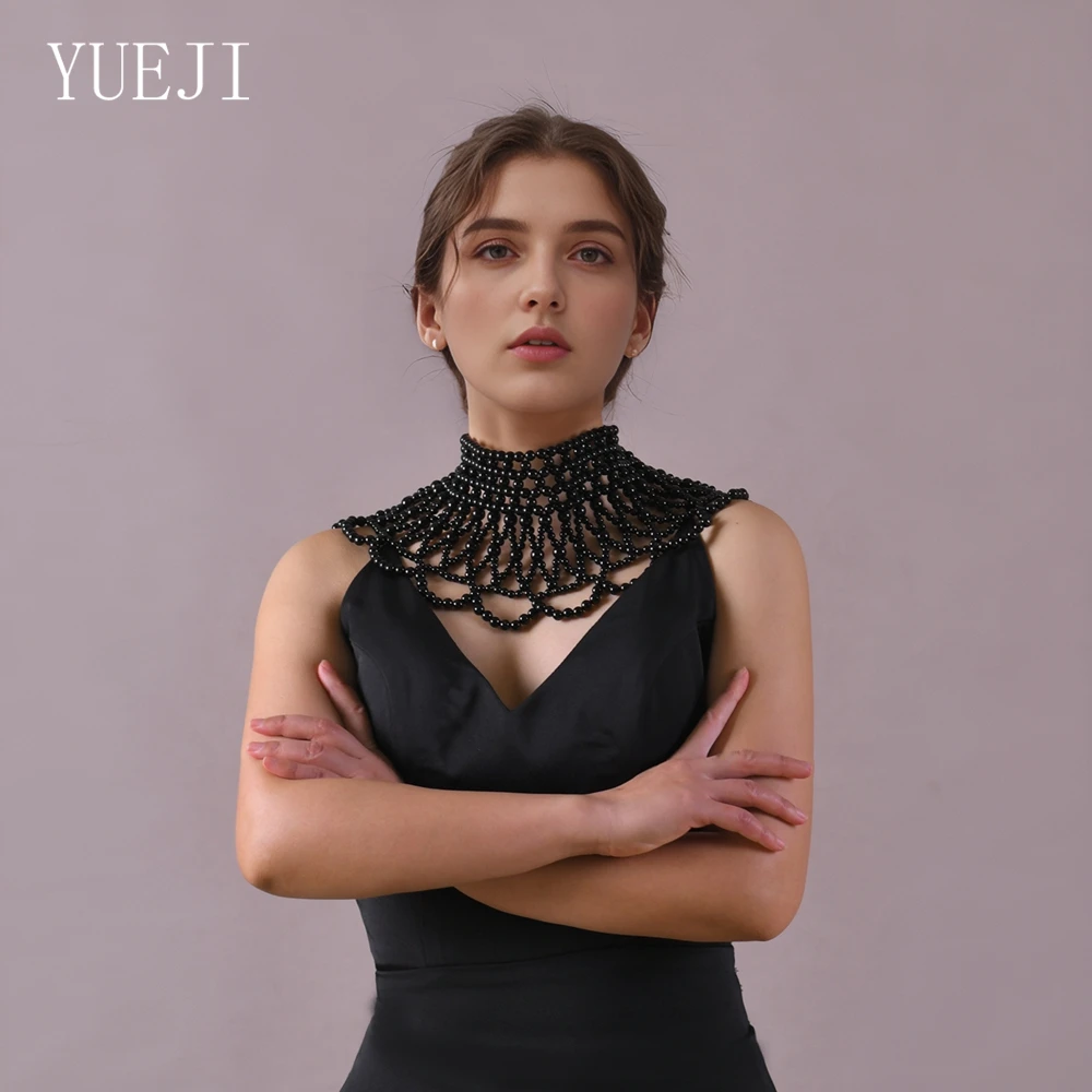 

YUEJI модные свадебные украшения аксессуары черно-белый материал с искусственным жемчугом короткая шаль-цепочка для тела G94