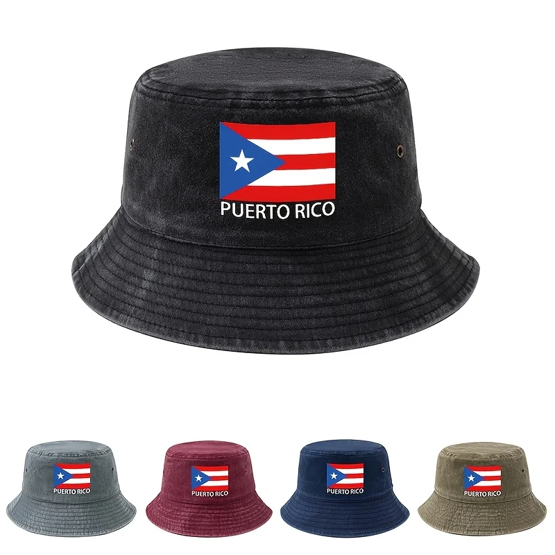 2026 Football Event Puerto Rico Flag Printed Fisherman Hat, a Stylish And Versatile Unisex Bucket Hat, Perfect for Outdoor Activ