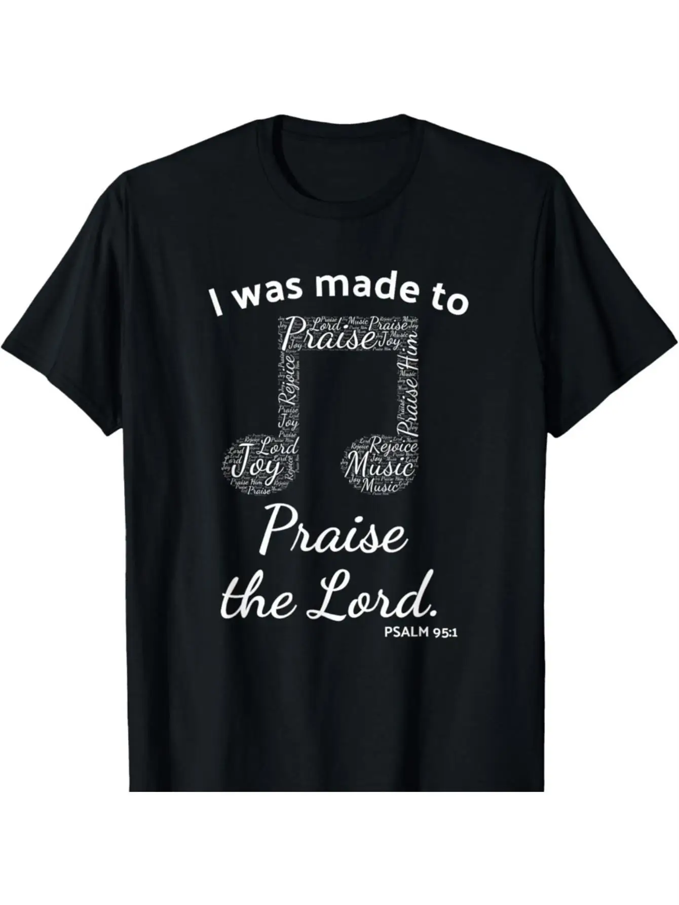 1 piece men's Christian T-shirt - Religious clothing praising the Lord, with music symbols, soft and breathable round-neck T-shirt, suitable for church, worship, gym, and daily faith life - Machine washable spiritual gift for men