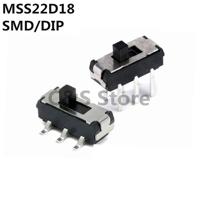 20 sztuk MSS22D18 MINI miniaturowe DIP/SMD przełącznik suwakowy 2P2T 6Pin uchwyt wysokiej 2mm dla przełącznika DVD