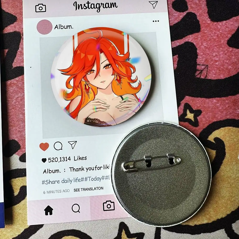 Genshin Impact Mavuika   Laser Badge Applicable For Backpack Clothes Hats Decor Creative Accessories