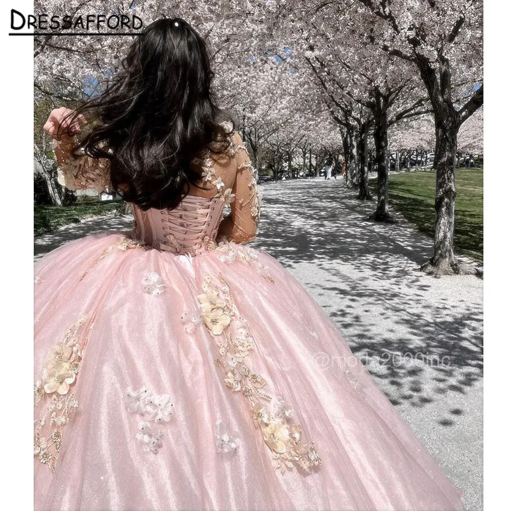 Vestido De baile De quinceañera con cuentas De colores, rosa claro, con hombros descubiertos, princesa dulce, 16, 15 Años, 2023