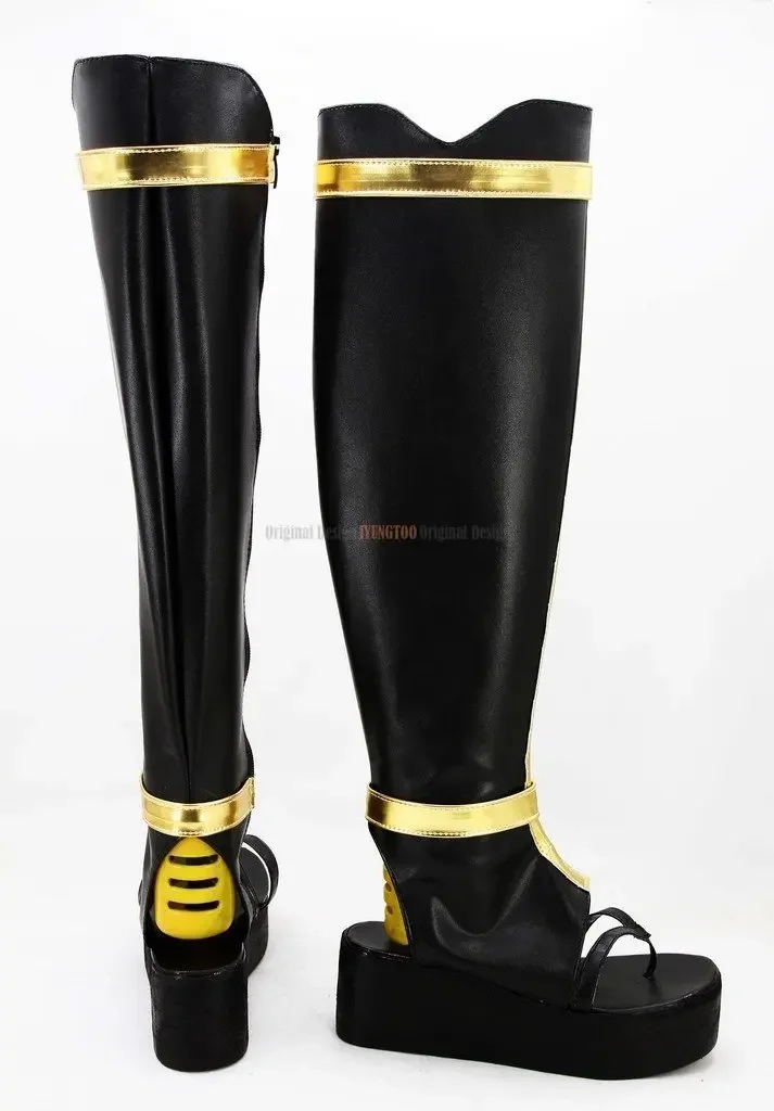 Tsurumaru Kuninaga botas negras Cosplay Touken Ranbu juego en línea Tsurumaru Kuninaga zapatos de Cosplay botas hechas a medida