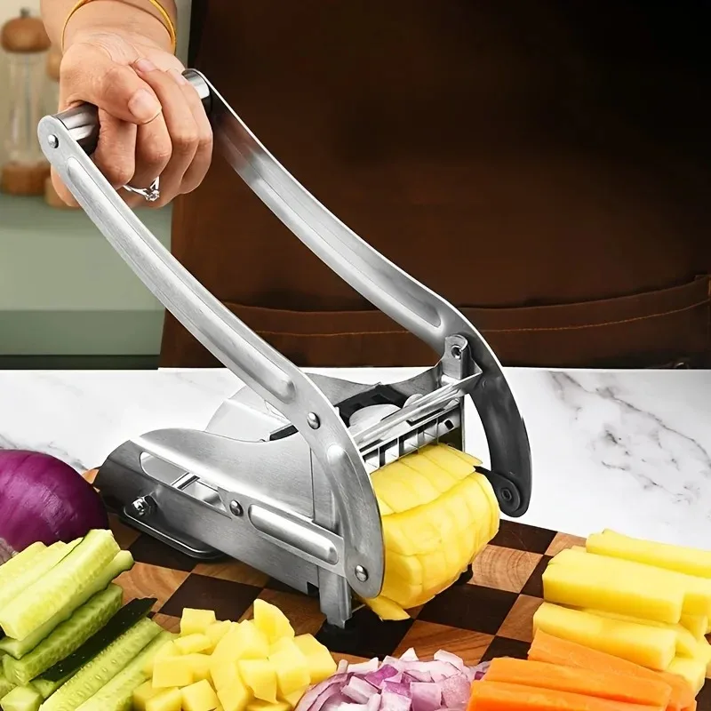 1pc manual stainless steel vegetable slicer -430 level square blade potato cucumber slicer, multifunctional kitchen tool