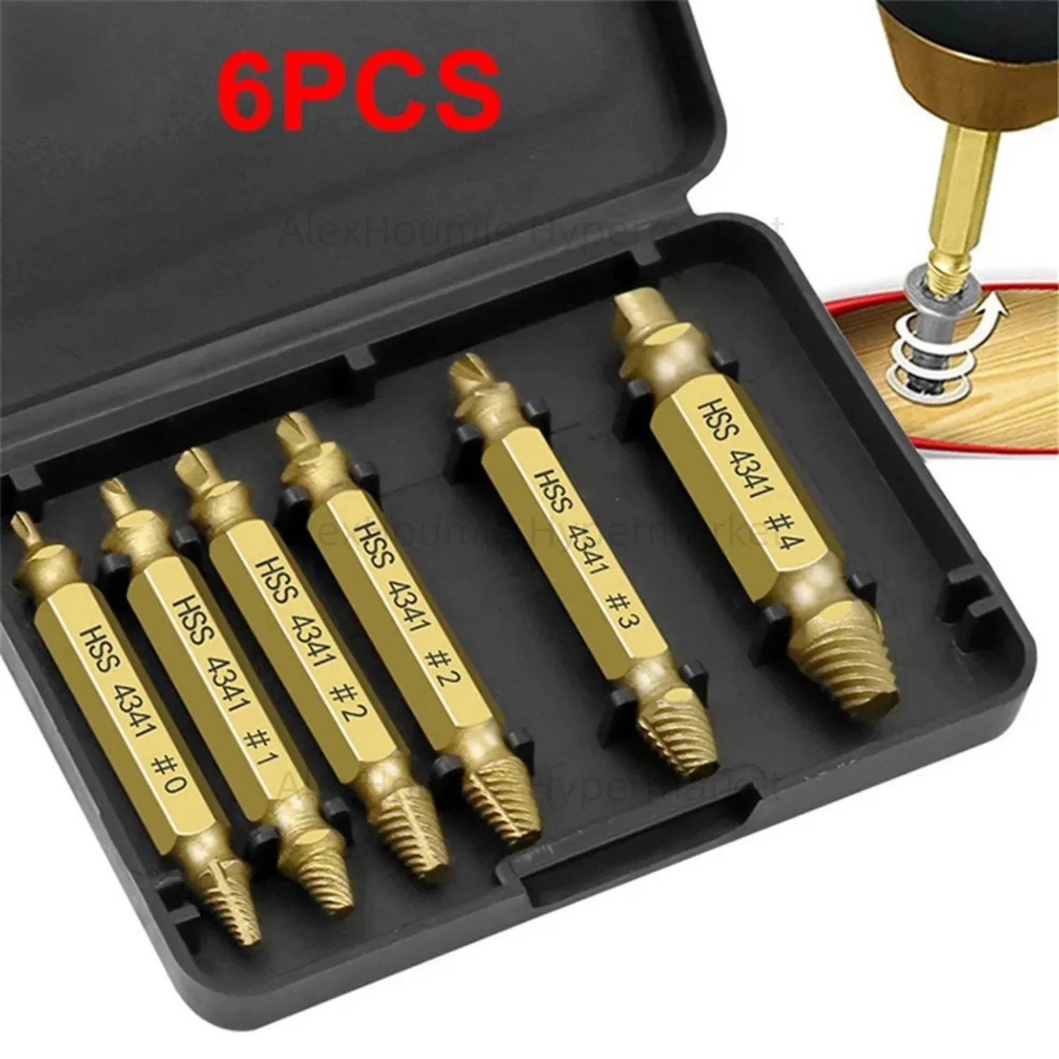 6 PCS Damaged Screw Extractor Drill Bit Set Stripped Broken Screw Bolt Remover Extractor Easily Take Out Demolition Tools