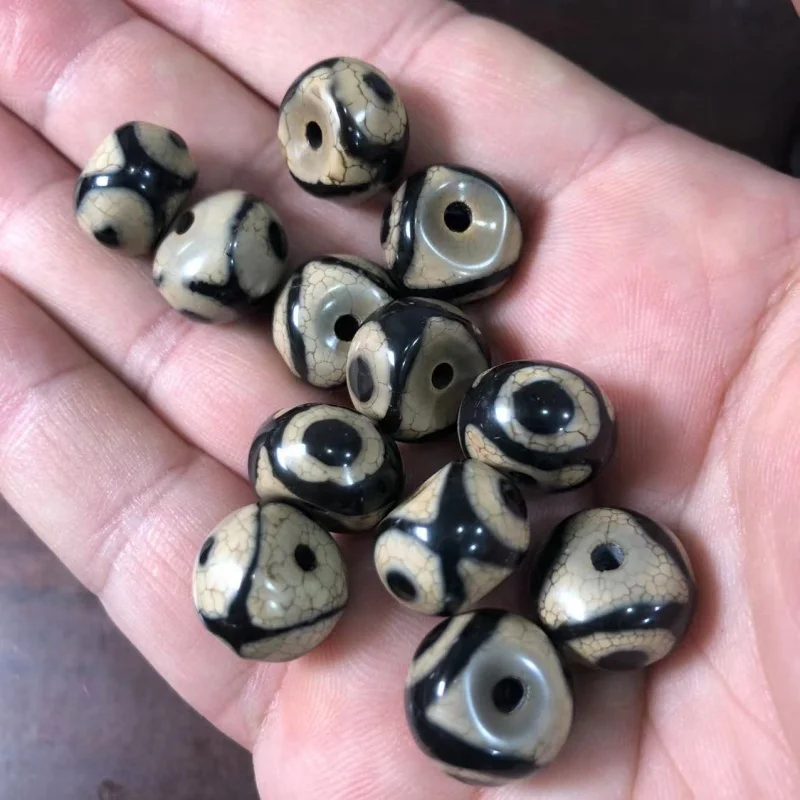 Factory Wholesale Vintage Agate DIY Ornament Accessories Three Eyes Dzi Agate Abacus Beads Scattered Beads