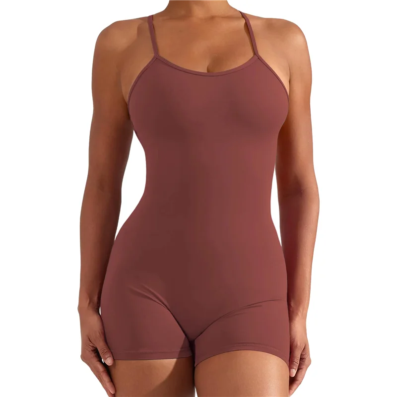 

ABRT-Backless Tummy Control Jumpsuits For Women Workout Jumpsuits Sleeveless V Back Yoga Rompers